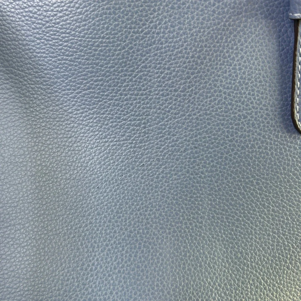 Coach Mollie Tote Stone Blue Pebbled Leather Bag Good